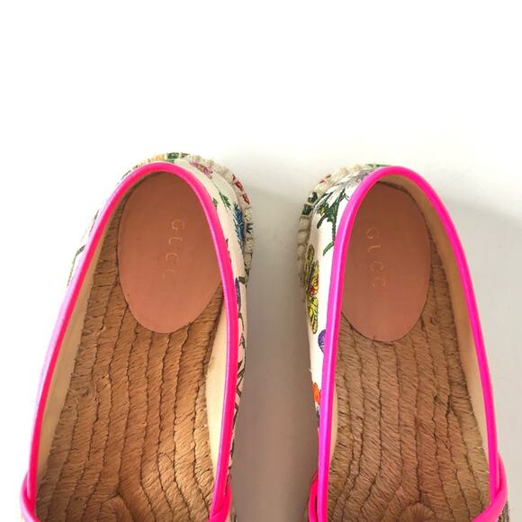 Gucci Flora Print Fuxia Espadrille Canvas Flats Sandals 36 - Picture 5 of 13